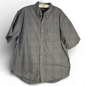 Vintage Old College Inn Button Shirt Mens XL Plaid 100% Cotton Y2K Short Sleeve